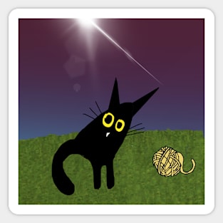 This is a black cat landscape Sticker